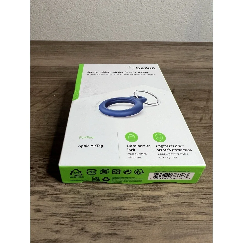 Belkin Secure Holder with Key Ring for Apple Airtag F8W973btBLU - Blue Brand New